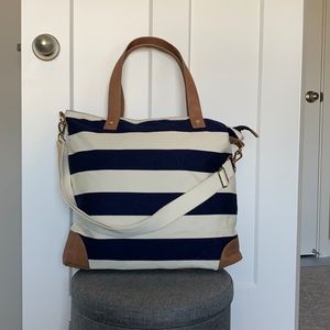 Extra large striped crossbody tote bag!